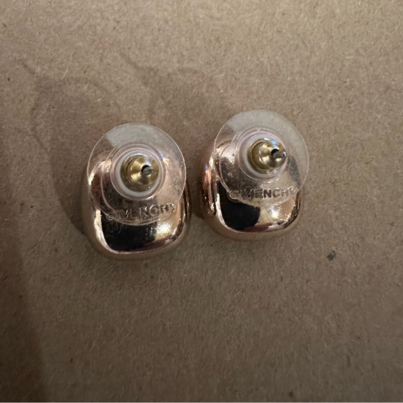 Givenchy Cushion Stone Stud Earrings Radiant Swarovski crystals stud post gold - Picture 3 of 3